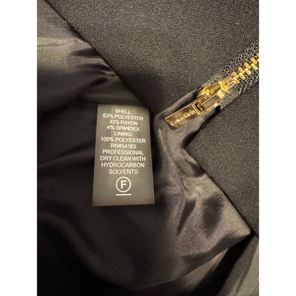 Calvin Klein Sheath Dress 14 Black White Piping Front Zip Sleeveless Career - Picture 12 of 15